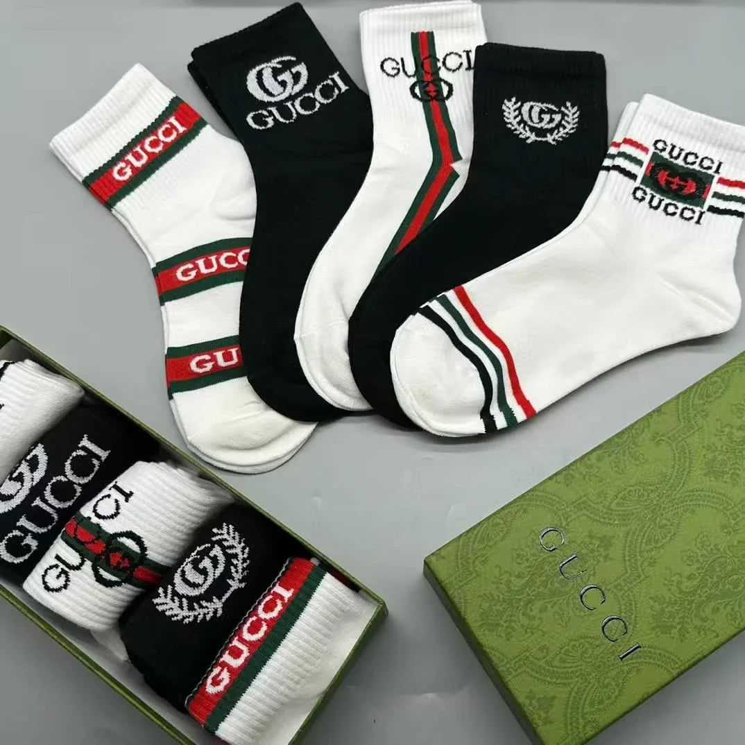 GUCCI || GG Logo-Intarsia Striped Ribbed Cotton-Blend Socks