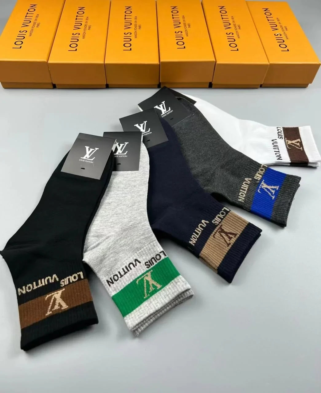 LOUIS VUITTON || Logo Embroidered 5 Pairs Low Cut Socks