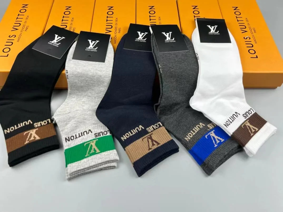 LOUIS VUITTON || Logo Embroidered 5 Pairs Low Cut Socks