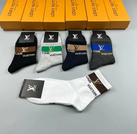 LOUIS VUITTON || Logo Embroidered 5 Pairs Low Cut Socks