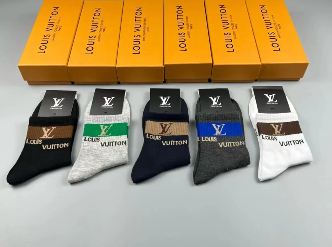 LOUIS VUITTON || Logo Embroidered 5 Pairs Low Cut Socks