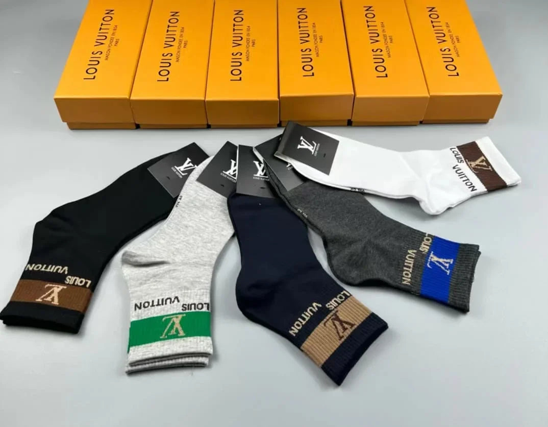 LOUIS VUITTON || Logo Embroidered 5 Pairs Low Cut Socks