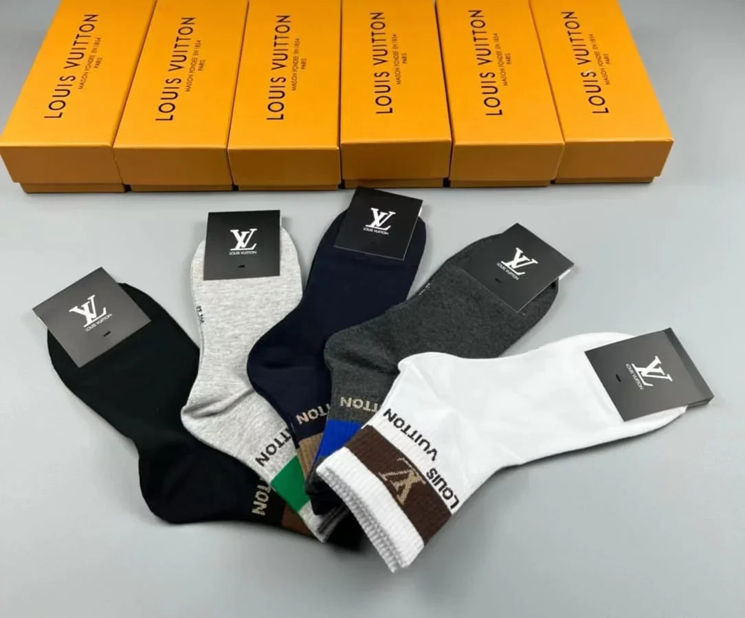 LOUIS VUITTON || Logo Embroidered 5 Pairs Low Cut Socks