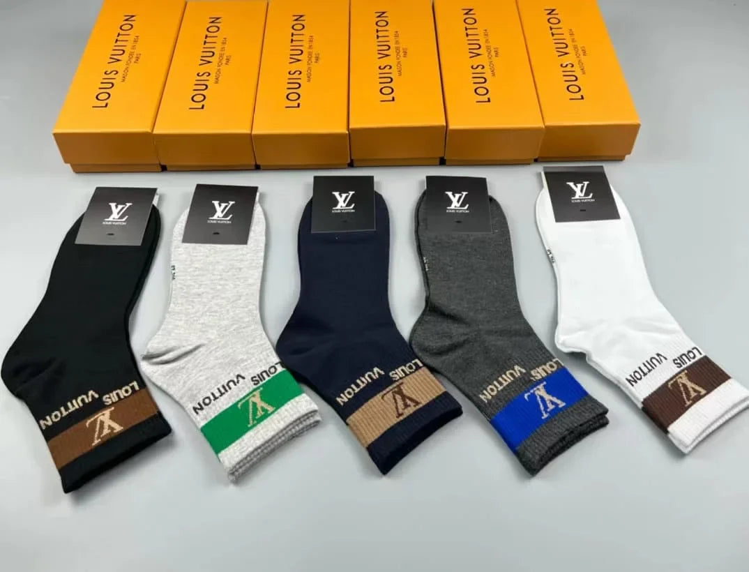 LOUIS VUITTON || Logo Embroidered 5 Pairs Low Cut Socks