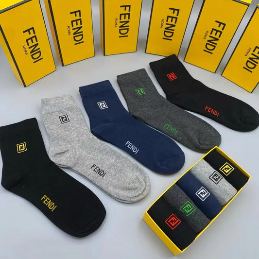 FENDI || Double-F Logo Trim Socks (Pack Of Five)