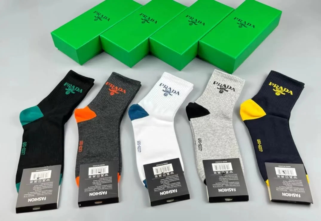 PRADA ||  Logo Embroidered Socks Pack Of Five