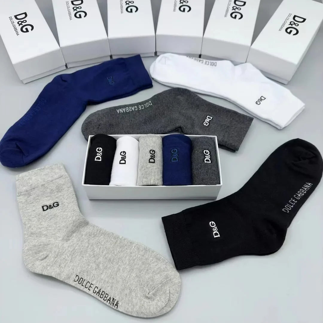 DOLCE & GABBANA || Cotton Socks With DG Logo Pack Of Five