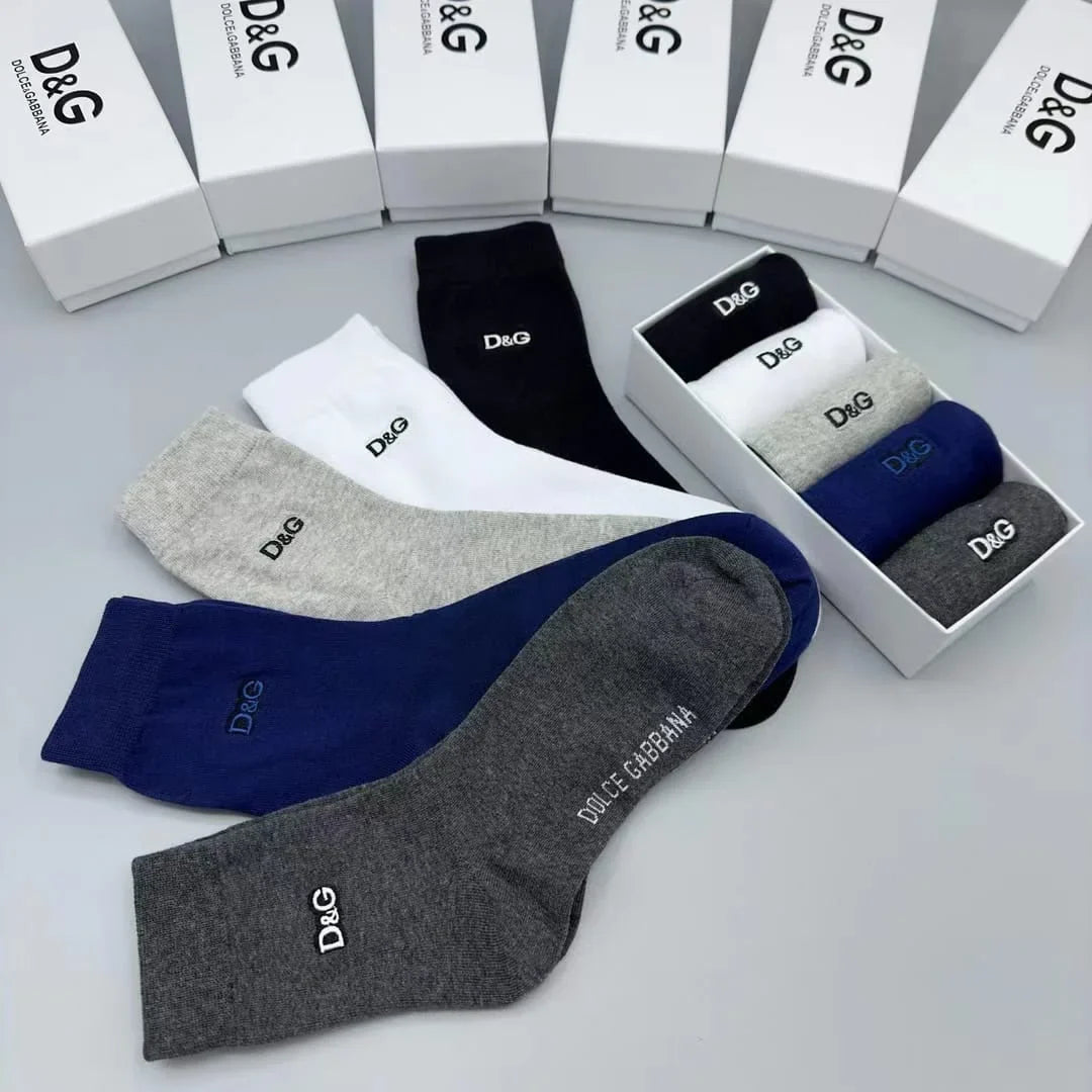 DOLCE & GABBANA || Cotton Socks With DG Logo Pack Of Five