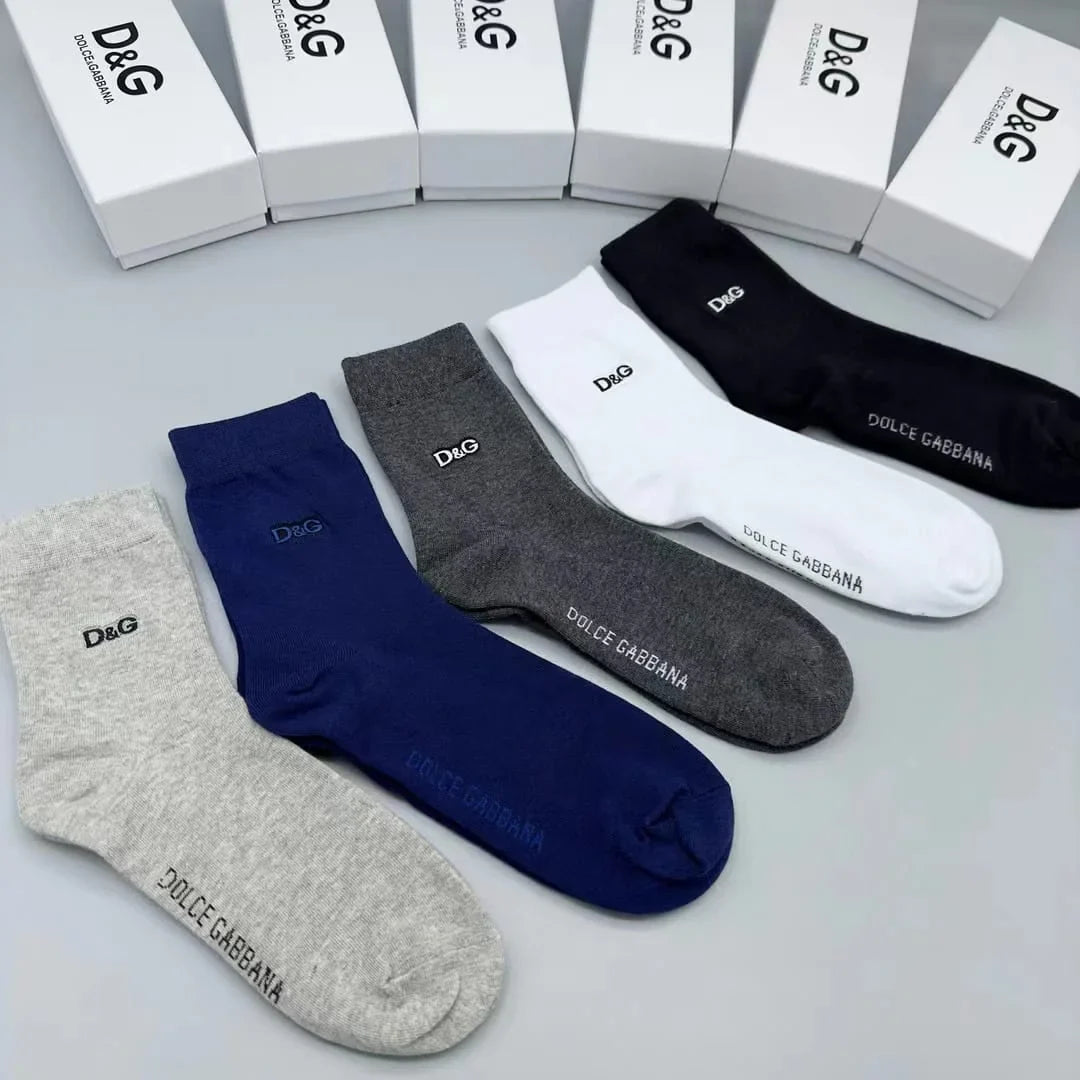 DOLCE & GABBANA || Cotton Socks With DG Logo Pack Of Five