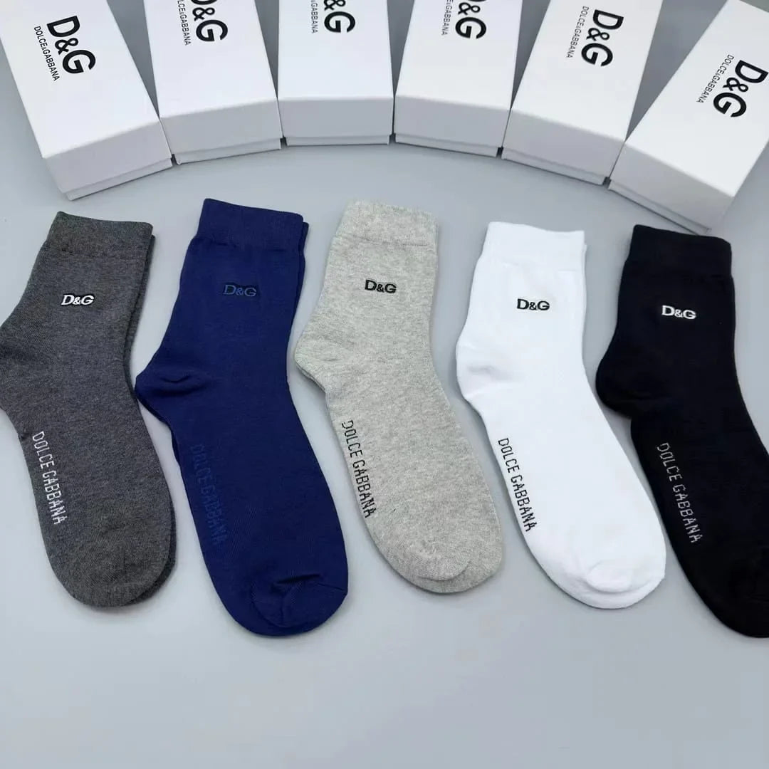 DOLCE & GABBANA || Cotton Socks With DG Logo Pack Of Five