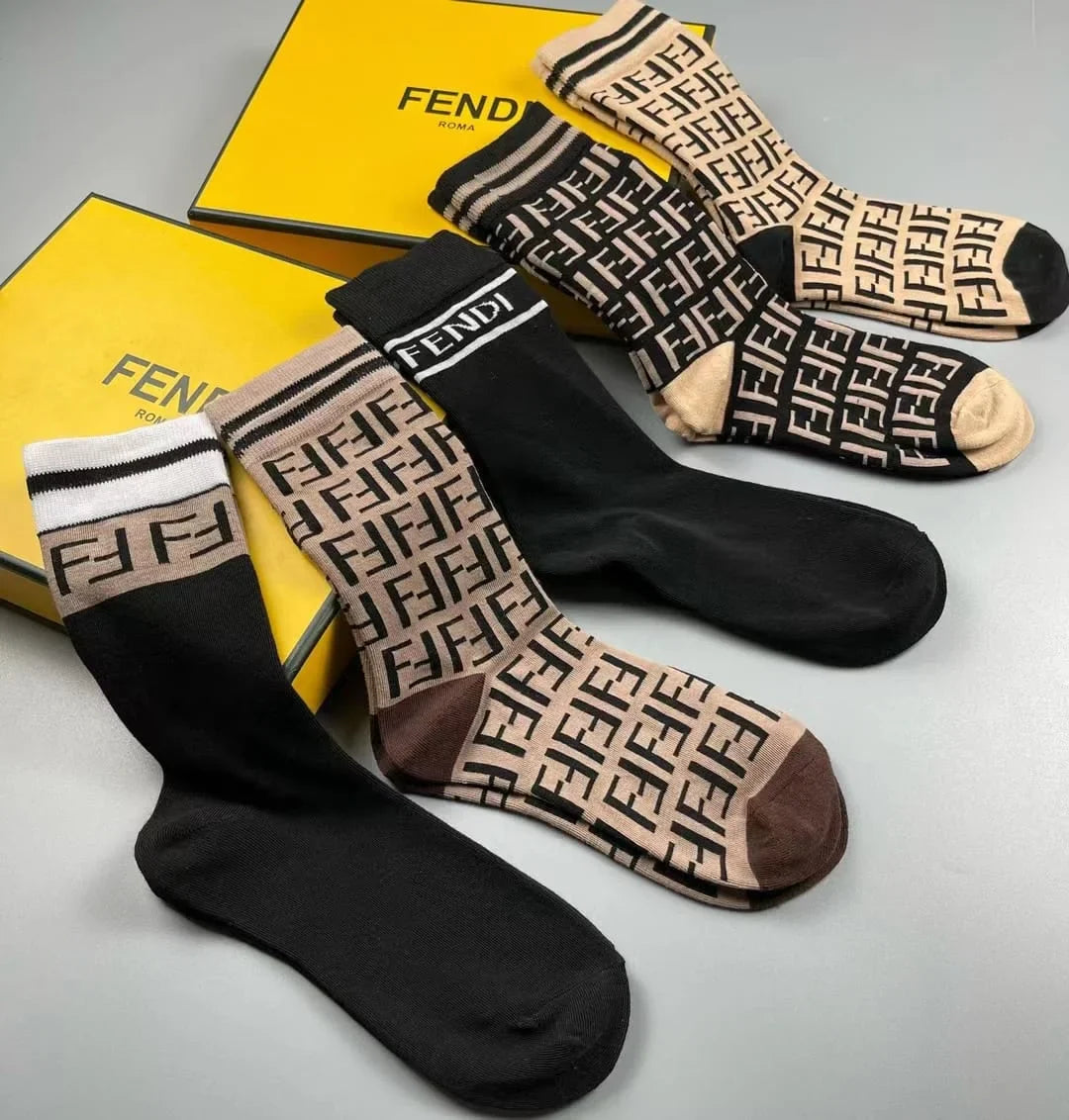 FENDI || FF Logo Pack of 5 Mid-Calf Length Socks