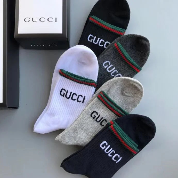 GUCCI || Solid Color Unisex Set Of 5 Socks With Box