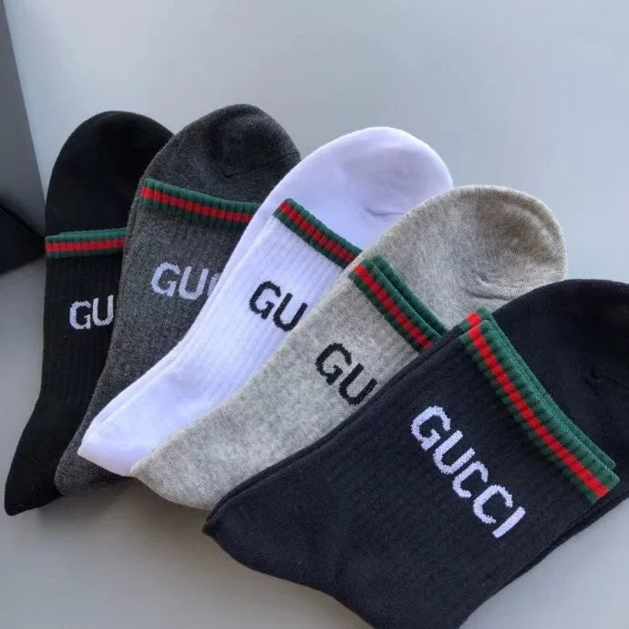 GUCCI || Solid Color Unisex Set Of 5 Socks With Box