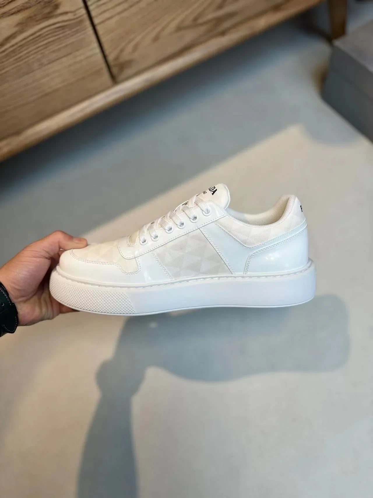 PRADA || Downtown Re-Nylon Low-Top Sneaker / White