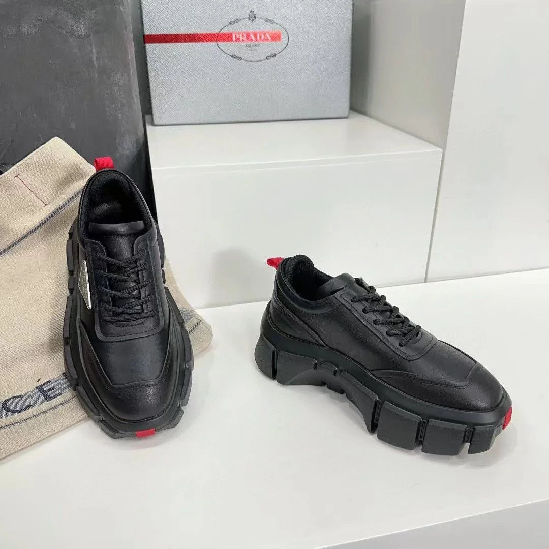 PRADA || Street Style Leather Logo Sneakers