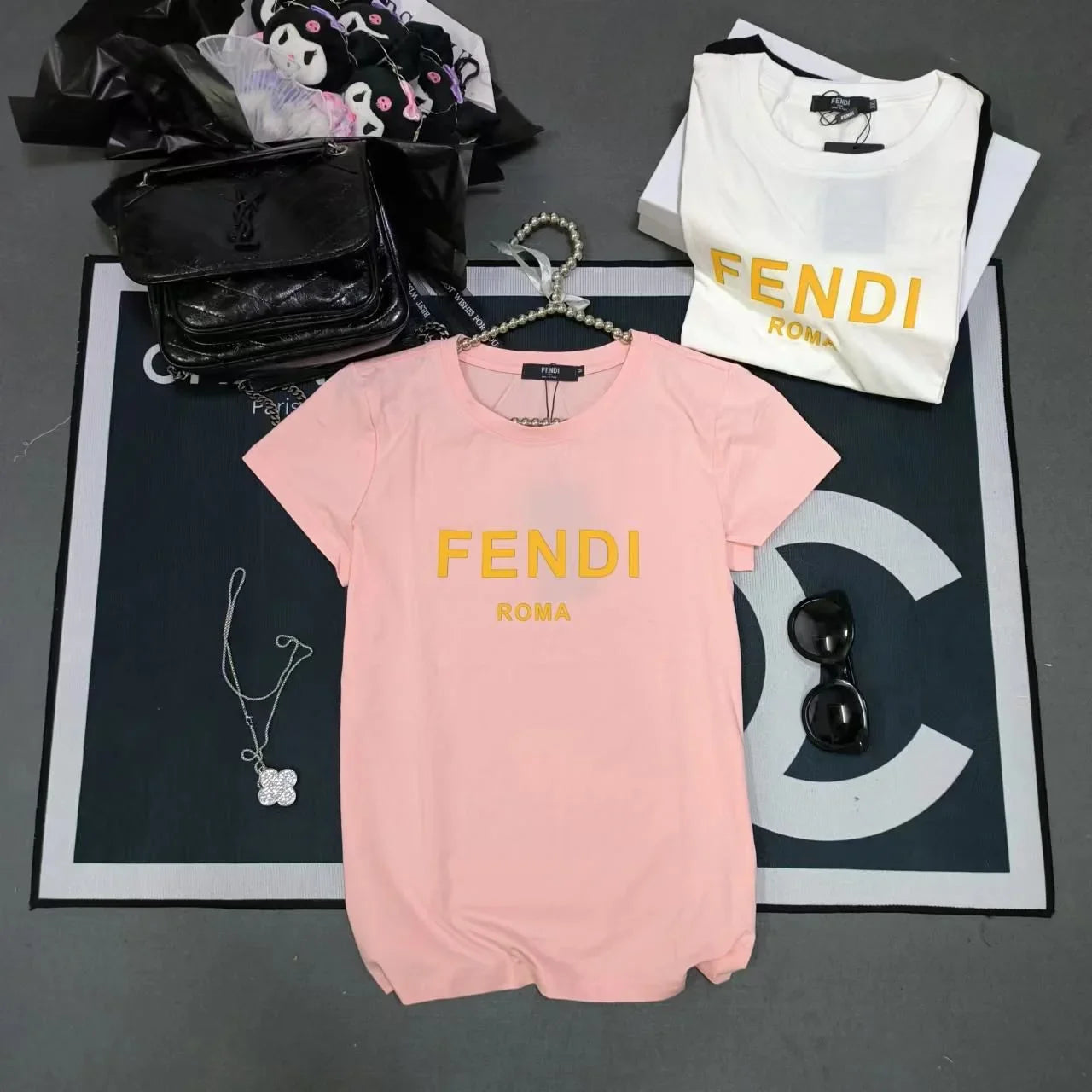 FENDI || Fendi Logo Cotton T-Shirt For Girl