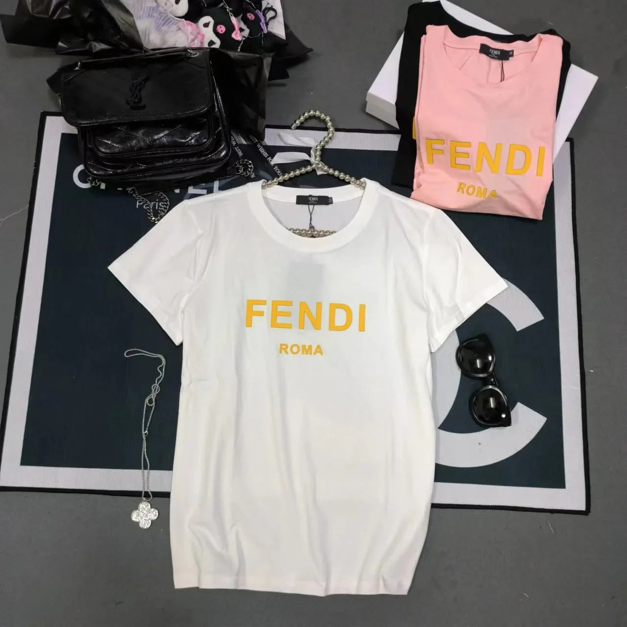 FENDI || Fendi Logo Cotton T-Shirt For Girl