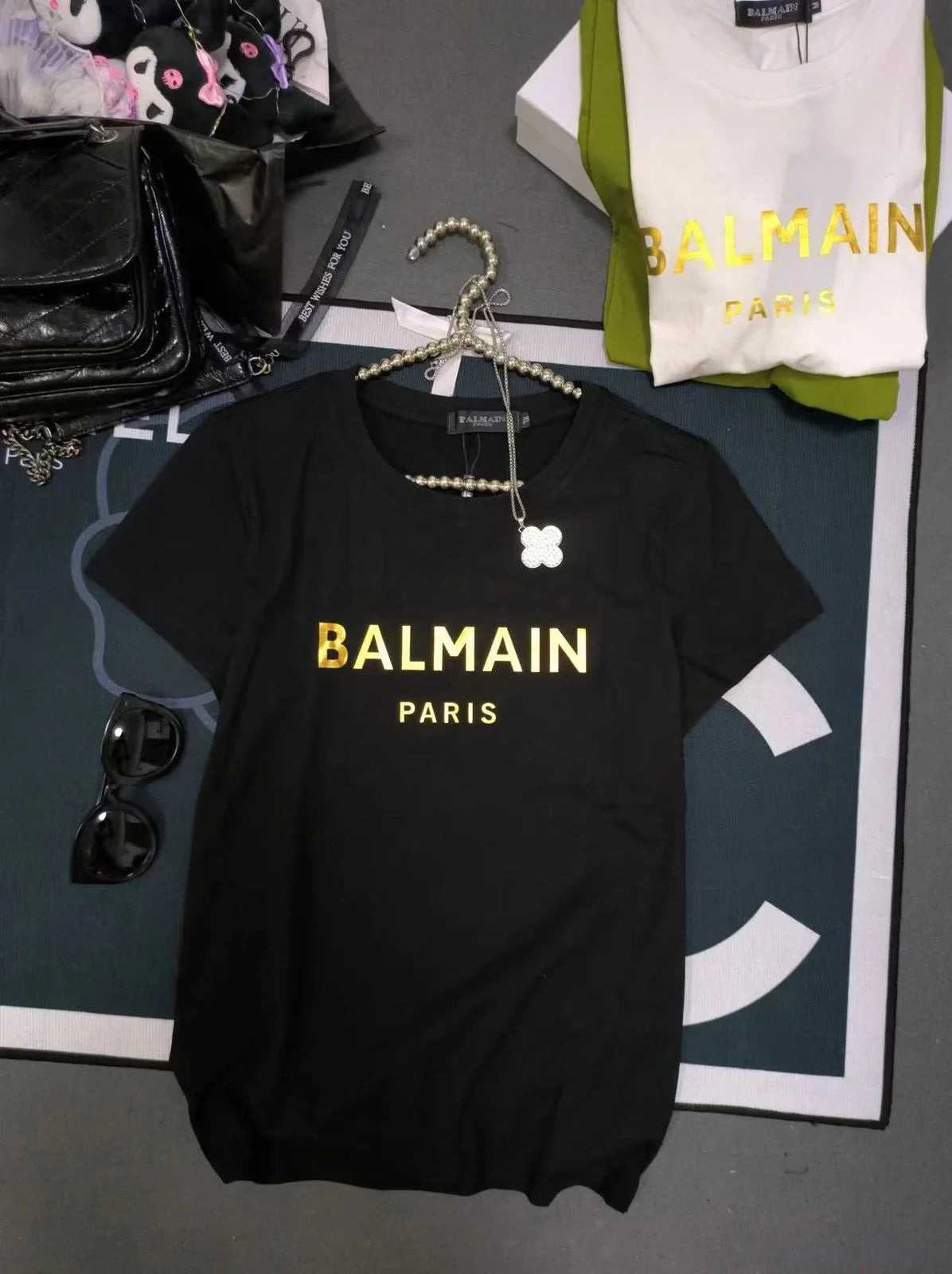 BALMAIN || Balmain Metallic-Logo T-Shirt For Girls