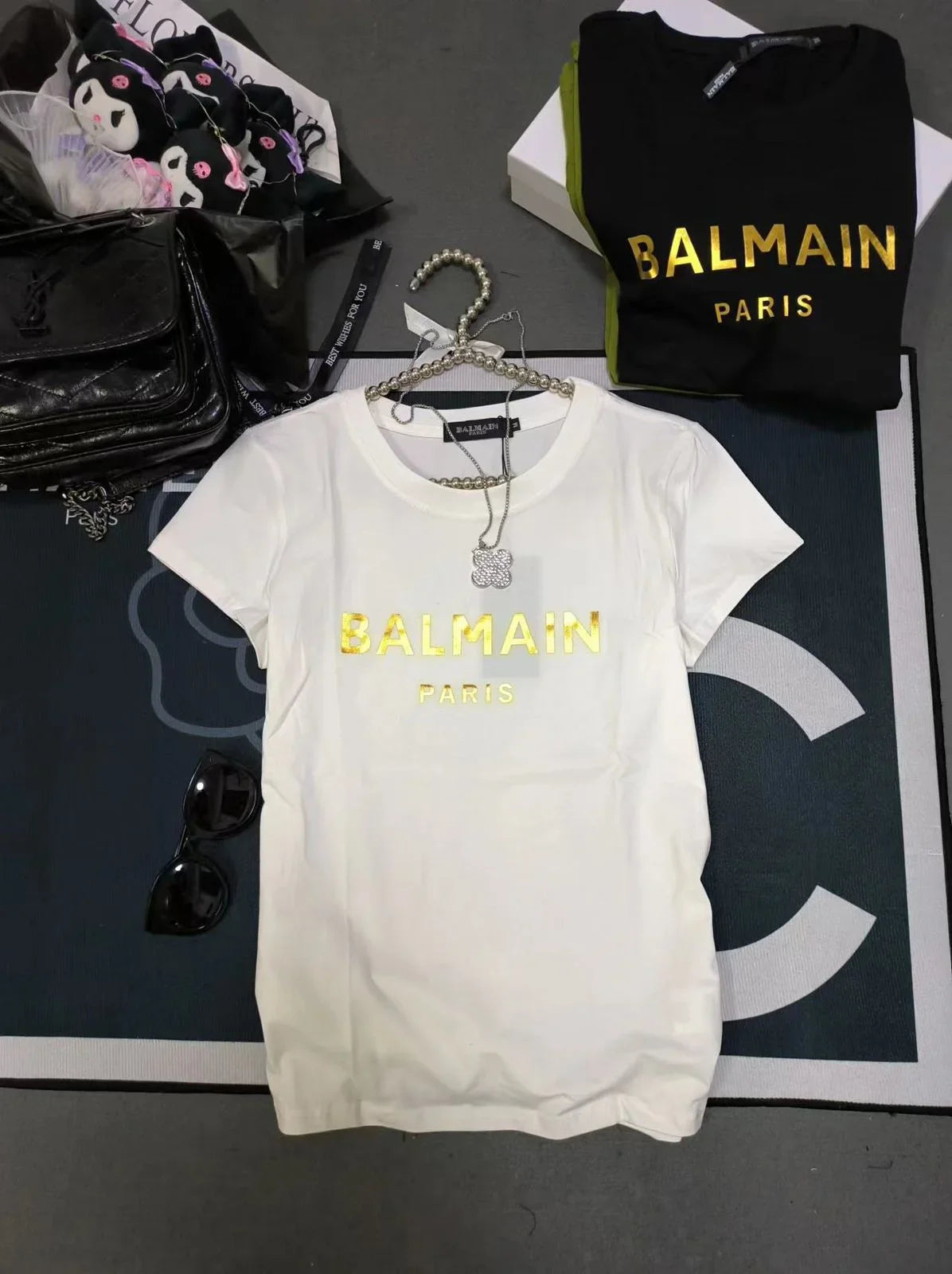 BALMAIN || Balmain Metallic-Logo T-Shirt For Girls