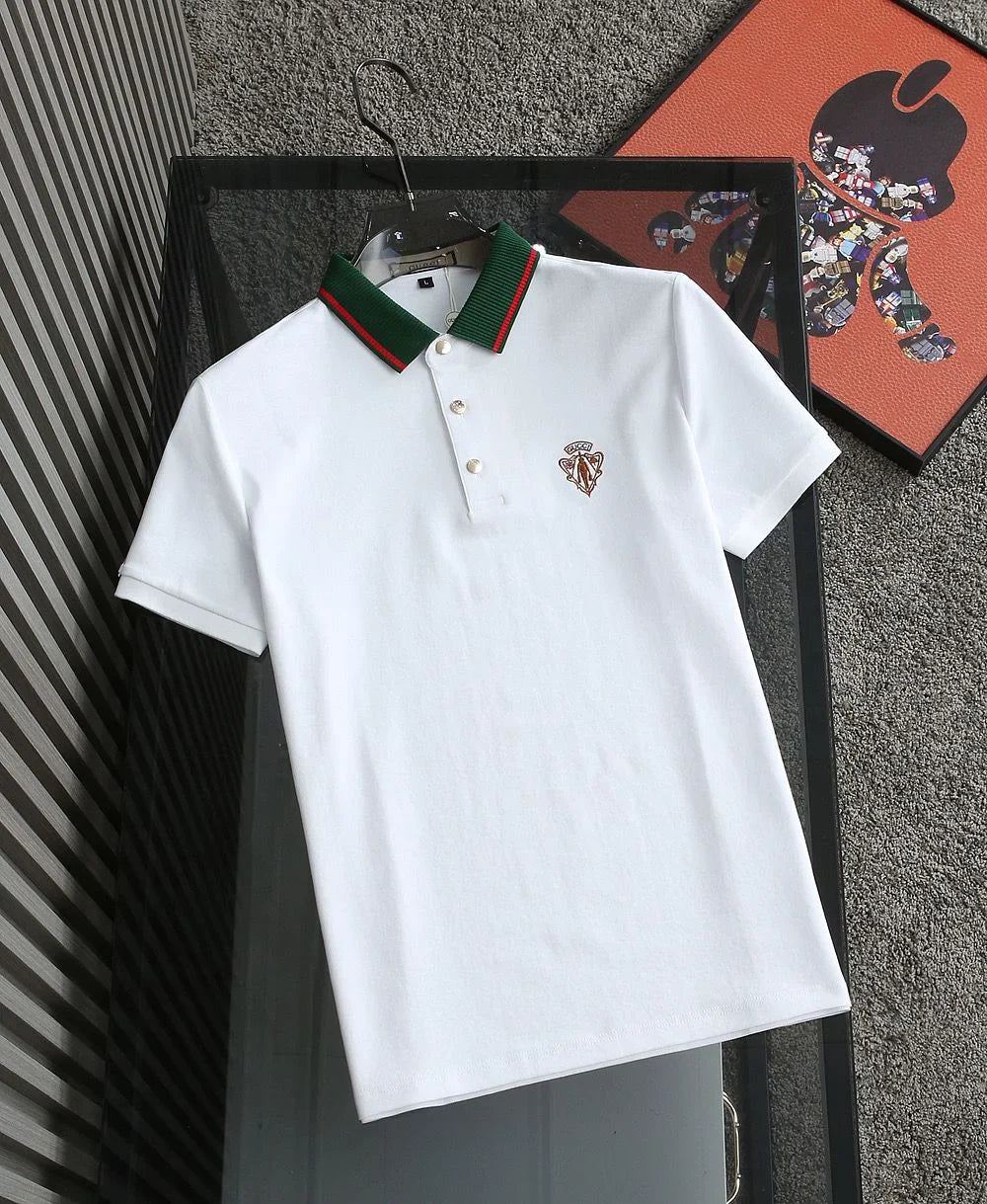 GUCCI || Honeycomb Knit Crest Logo Polo T-Shirt