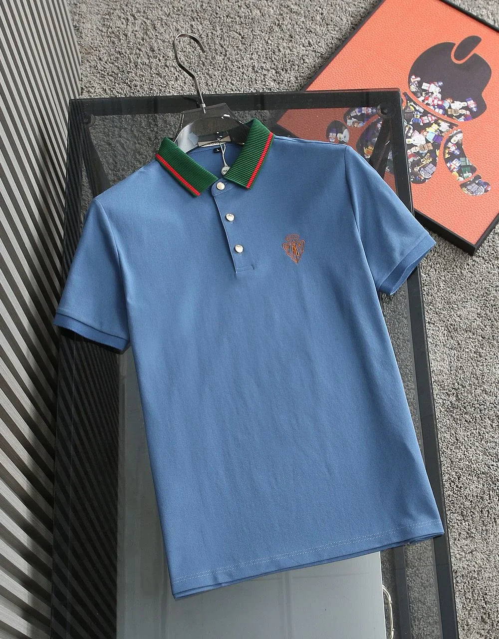 GUCCI || Honeycomb Knit Crest Logo Polo T-Shirt