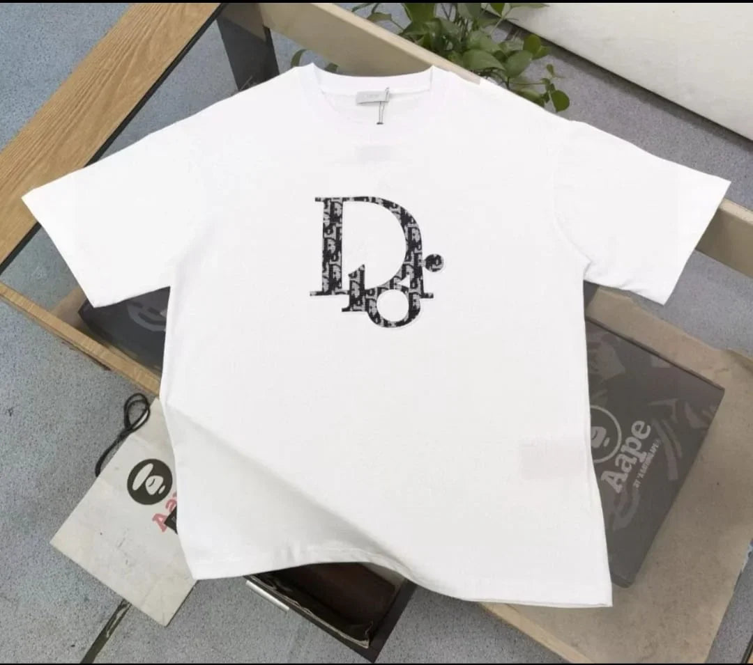 CHRISTIAN DIOR || Dior Letter Logo Embroidery Short Sleeve Unisex Casual Street T-Shirts