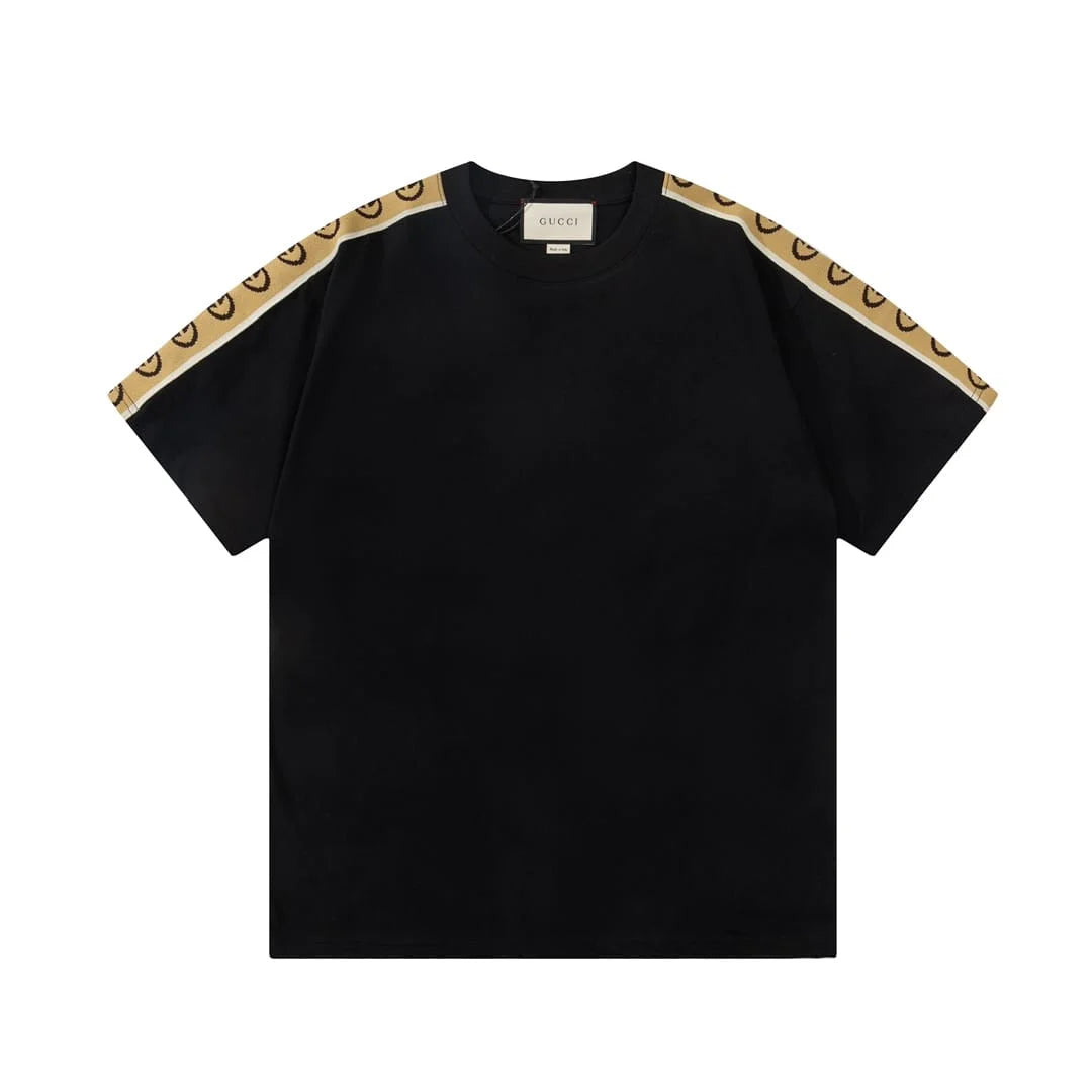 GUCCI || GG Interlocking Stripe White/Black Cotton T-Shirt