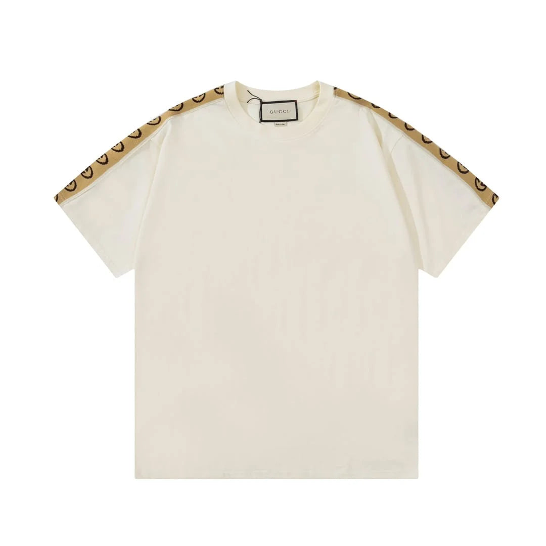 GUCCI || GG Interlocking Stripe White/Black Cotton T-Shirt