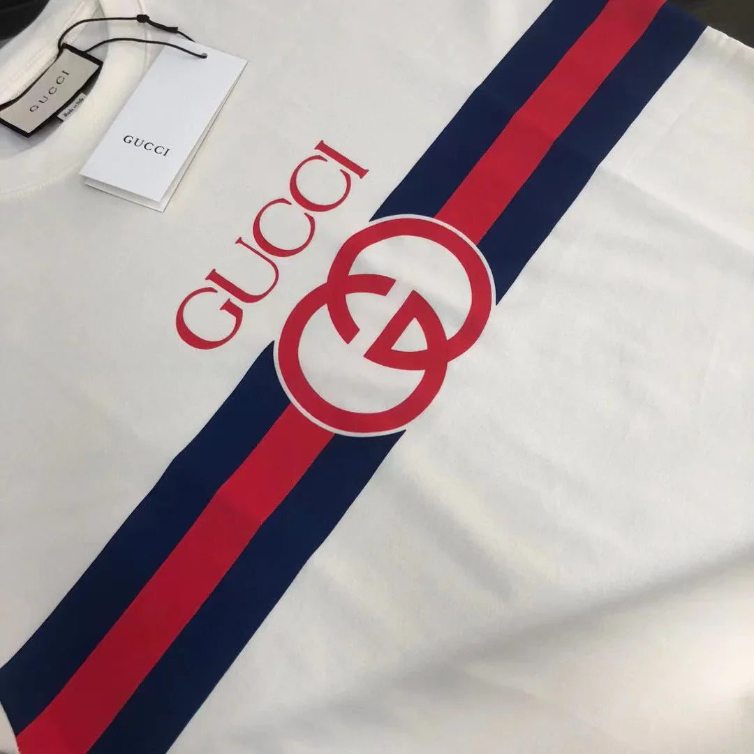 GUCCI || Interlocking GG Logo Cotton T-Shirt / White