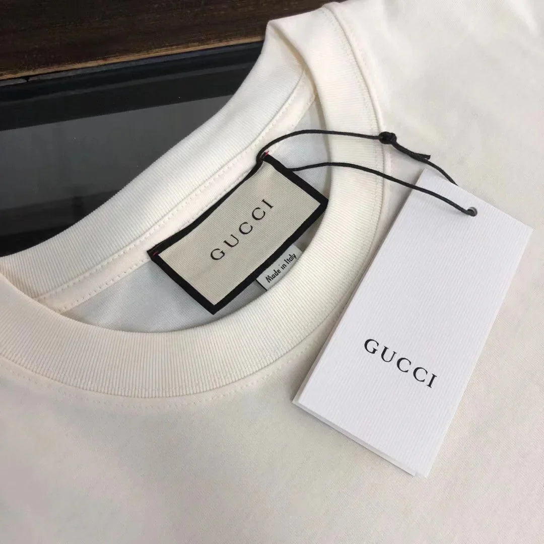 GUCCI || Interlocking GG Logo Cotton T-Shirt / White