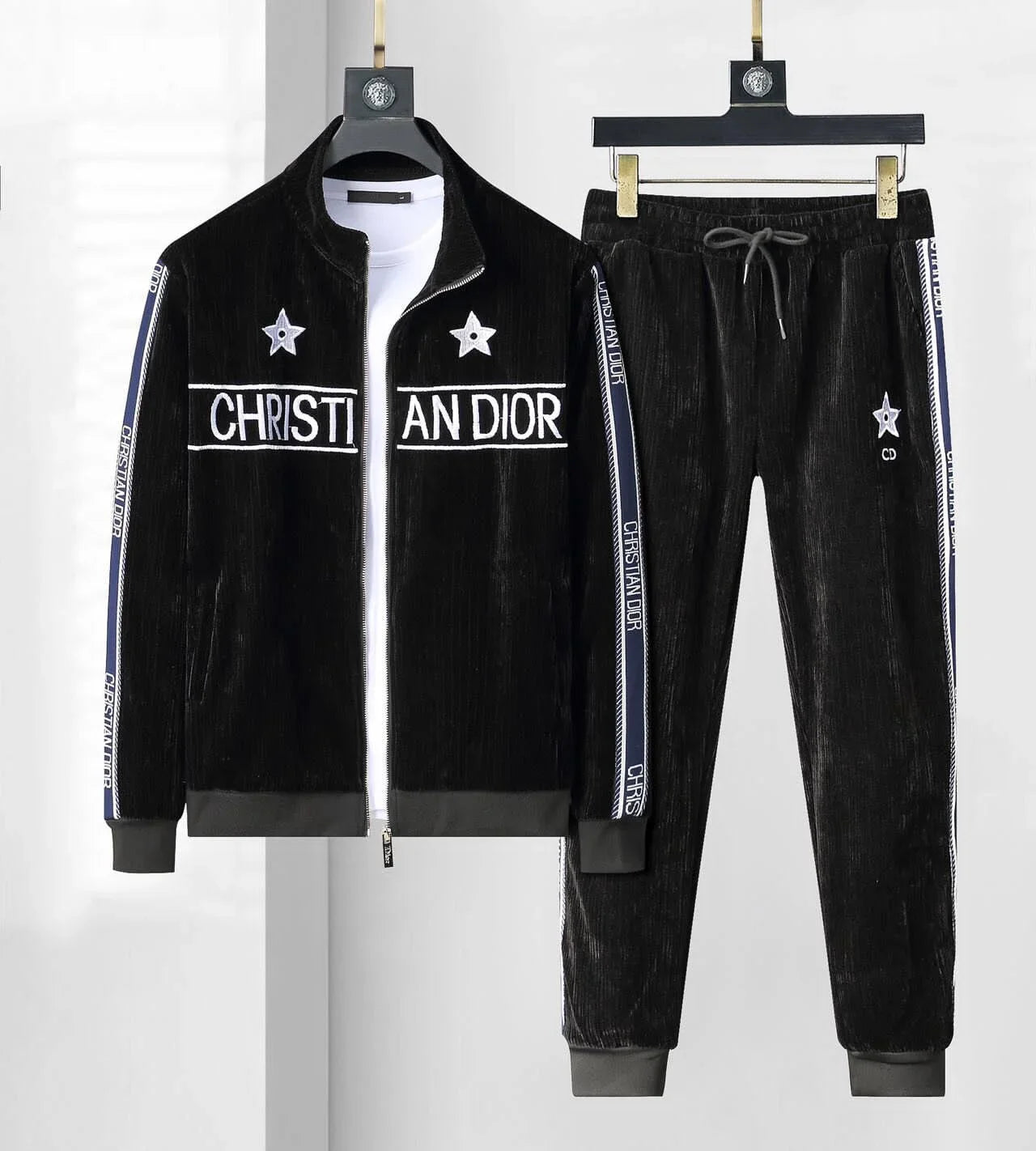 CHRISTIAN DIOR || Branded Black Logo-Printed Track-Set