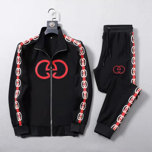 GUCCI || Tapered Striped Logo-GG Intarsia Cotton Tracksuit