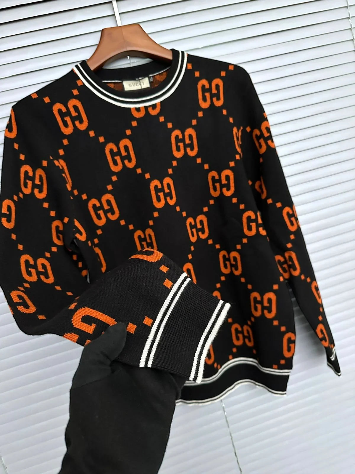 GUCCI || Wool Jacquard Sweater With GG Shadow Logo