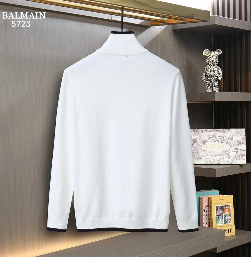 BALMAIN || Mens Zip-Up High-Neck Regular Fit Pullover