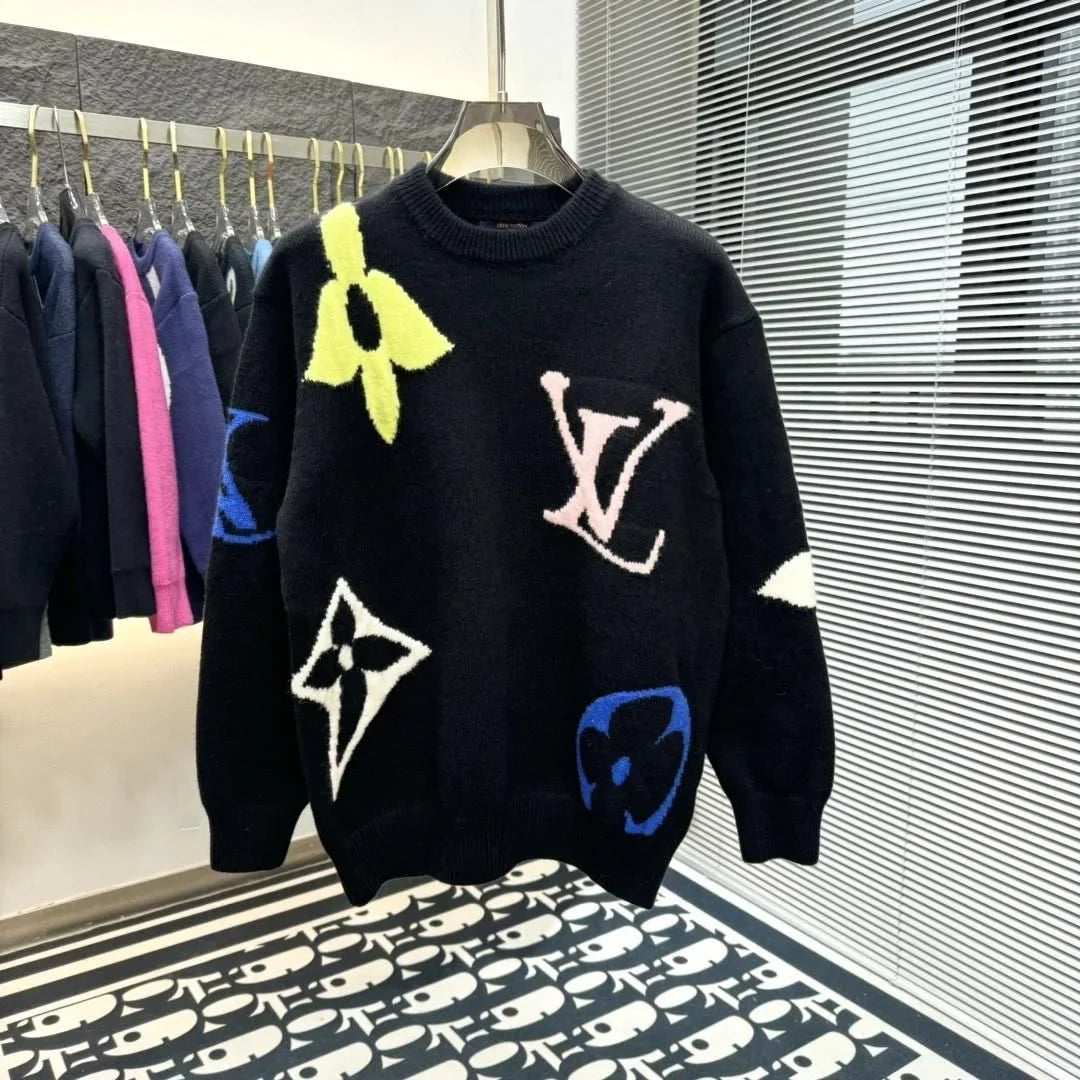 LOUIS VUITTON || Black Chunky Wool Blend Pullover