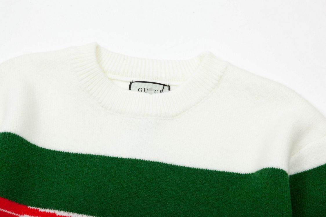 GUCCI || Striped V-Neck Felted Jumper Pullover