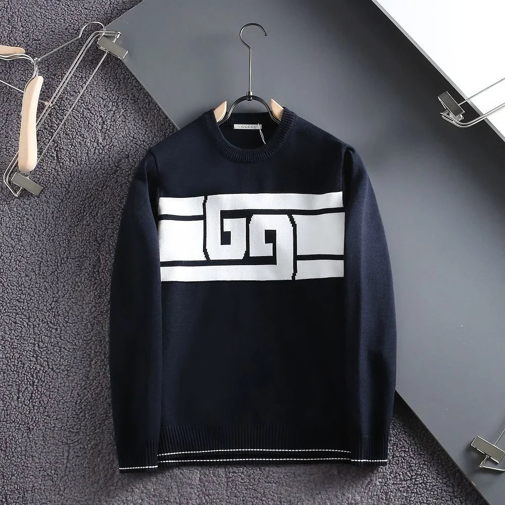 GUCCI || JERSEY ROUND-NECK PULLOVER WITH GG LOGO PRINT