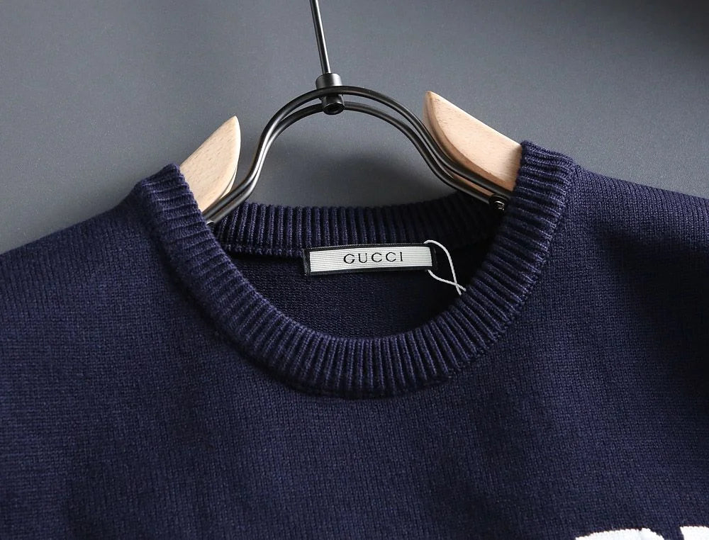 GUCCI || Embroidered Logo Crew-Neck Wool sweater