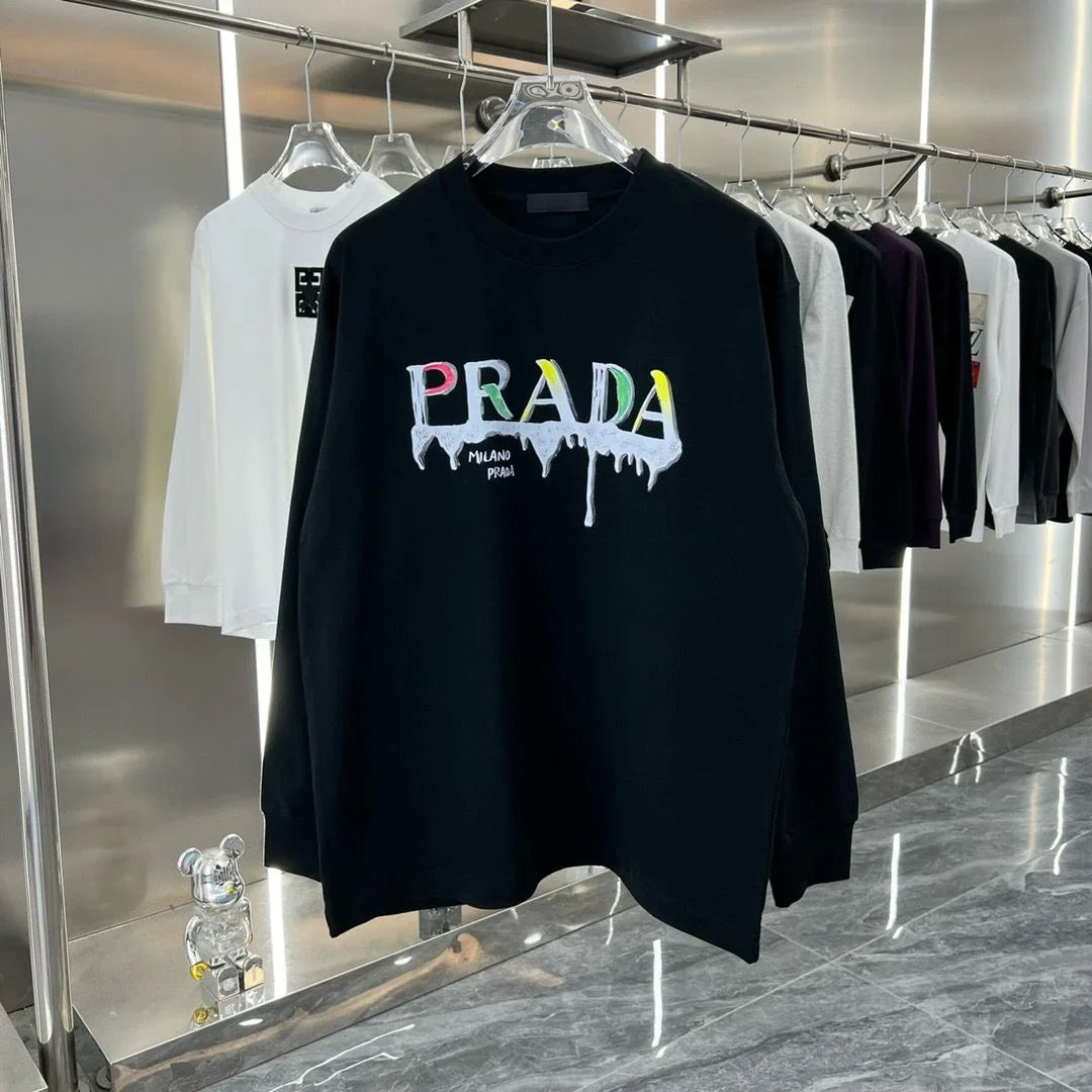 PRADA || Paint-Splatter Effect Logo Sweatshirt