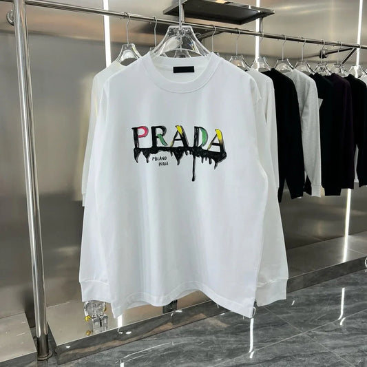 PRADA || Paint-Splatter Effect Logo Sweatshirt