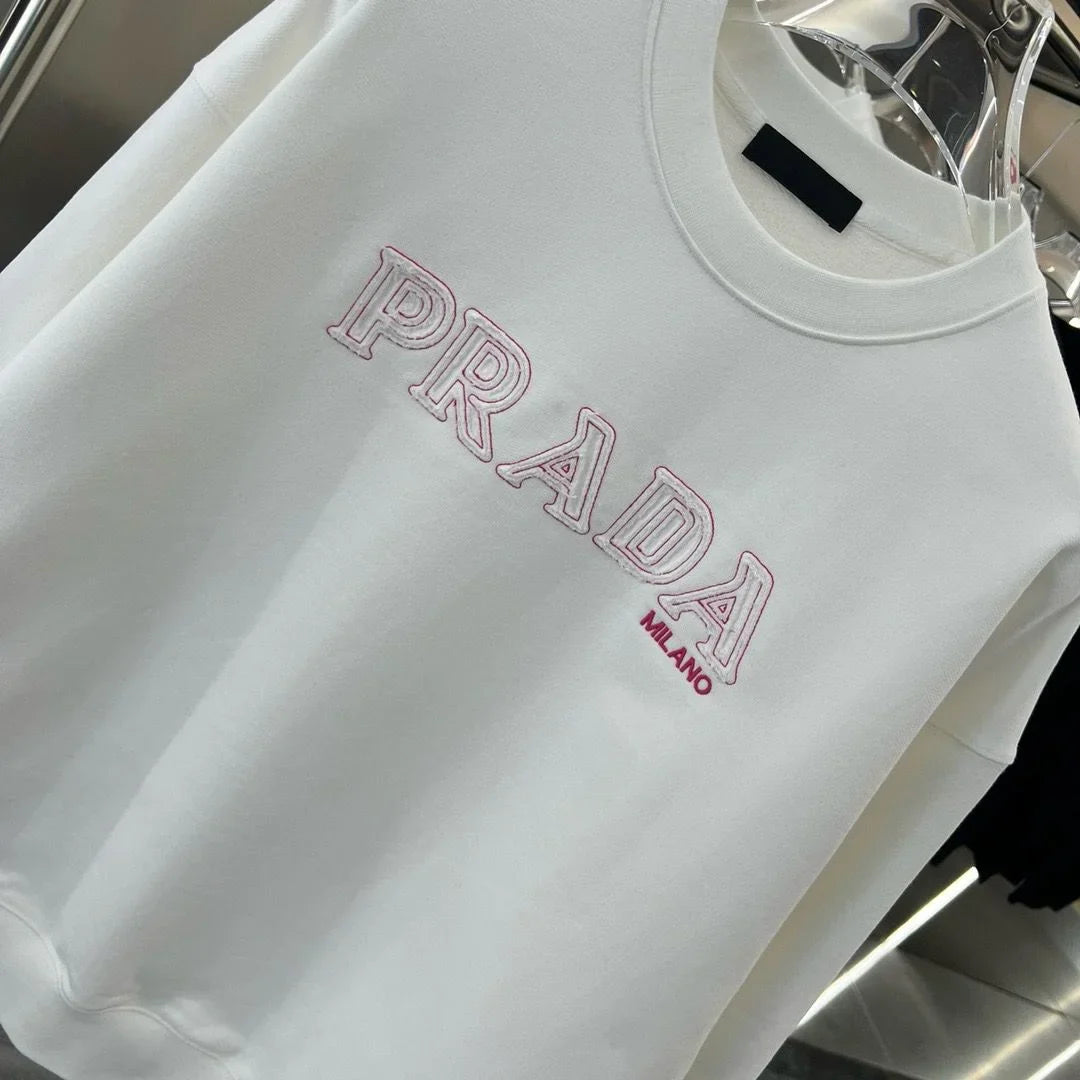 PRADA ||Oversized Prada Milano Rugged Logo Print Jersey Sweatshirt