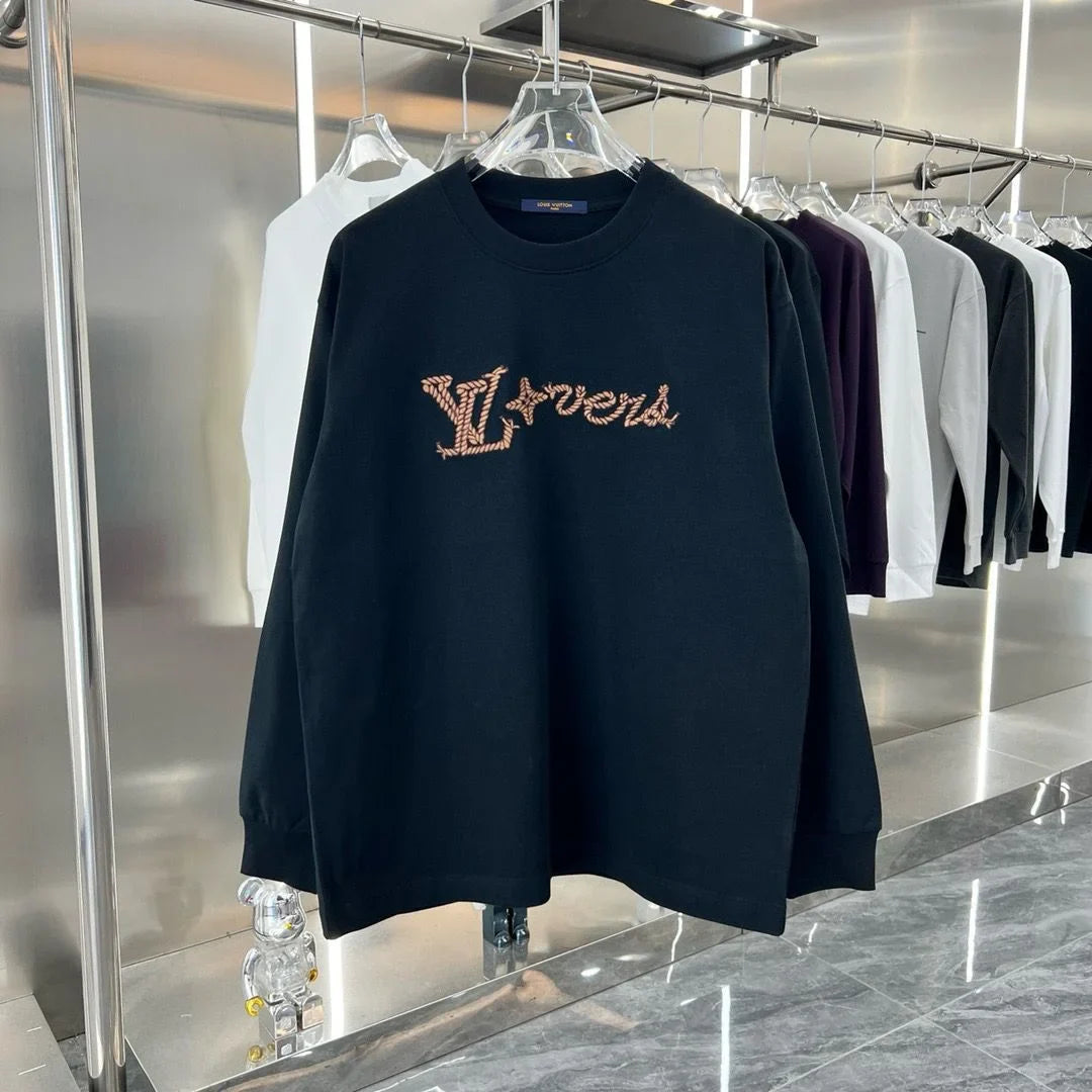 LOUIS VUITTON || LV Lover Signature Logo Crewneck Cotton Fleece Sweatshirt