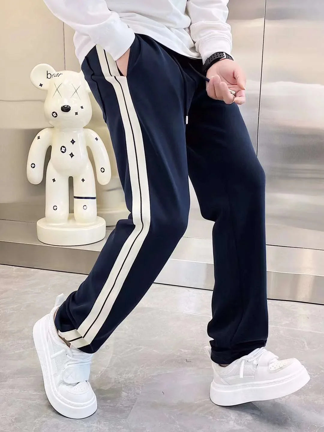 PRADA || Men Color Block Blue Track Pants