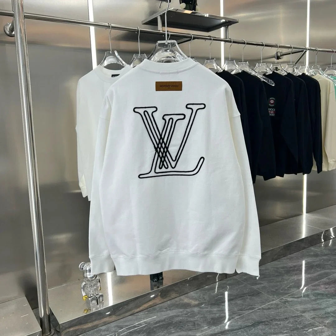 LOUIS VUITTON || Embossed Signature Logo Long Sleeve Sweatshirt