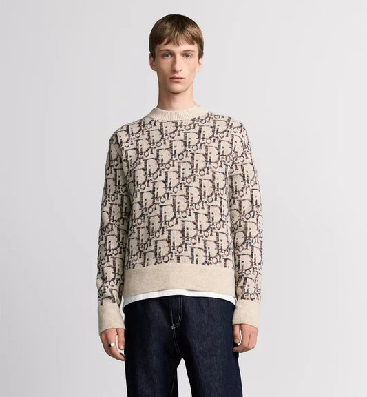 CHRISTIAN DIOR || Men Dior Round Neck Shearing Wool Jacquard Sweater