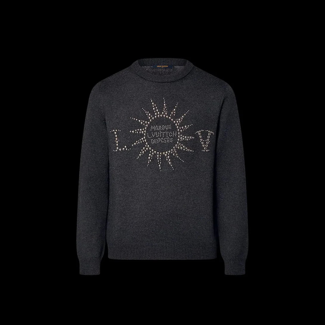 LOUIS VUITTON || Embellished Long-Sleeved Merino Wool Crewneck Pullover