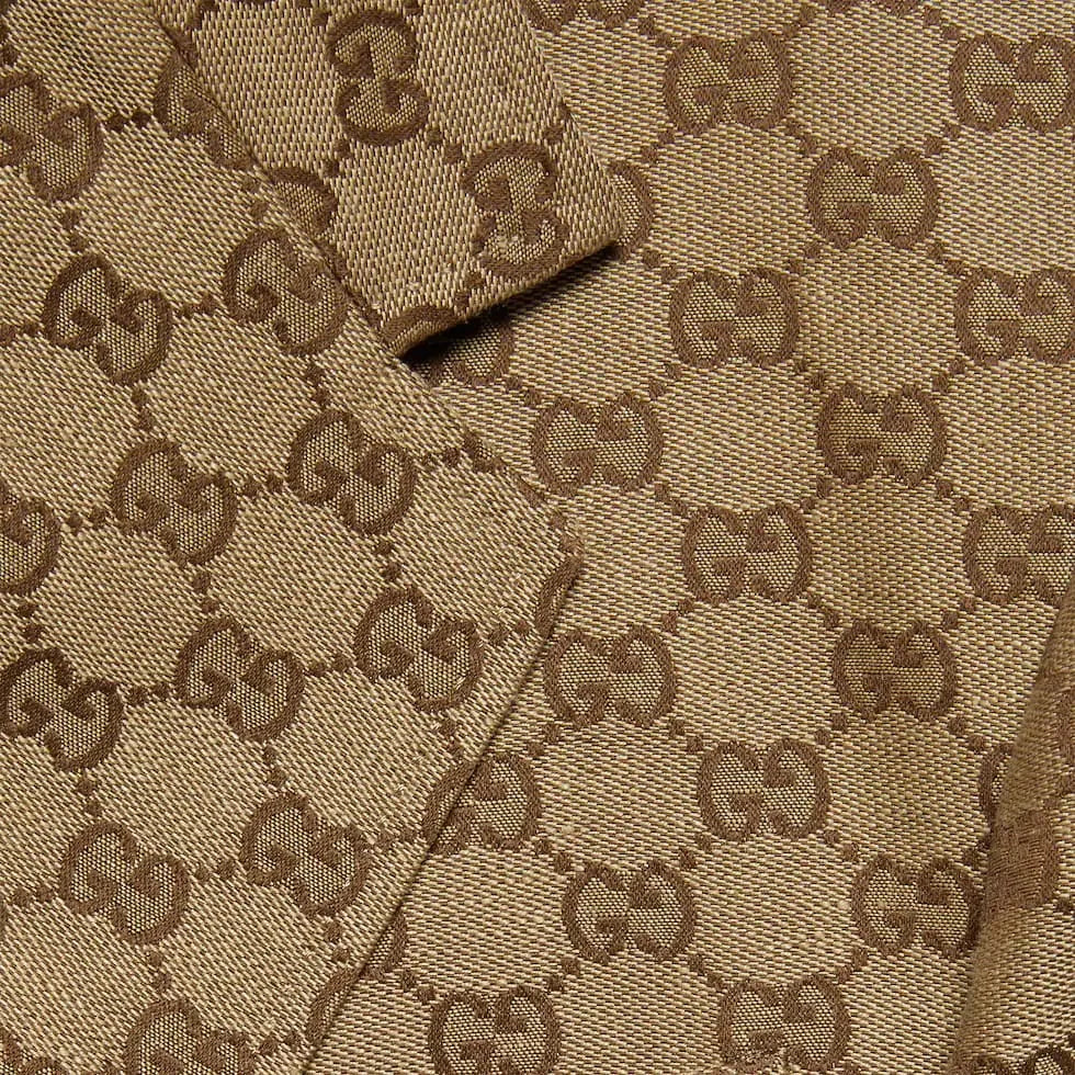 GUCCI || GG Linen Blend Canvas Formal Jacket & Pant Set  In Camel And Ebony