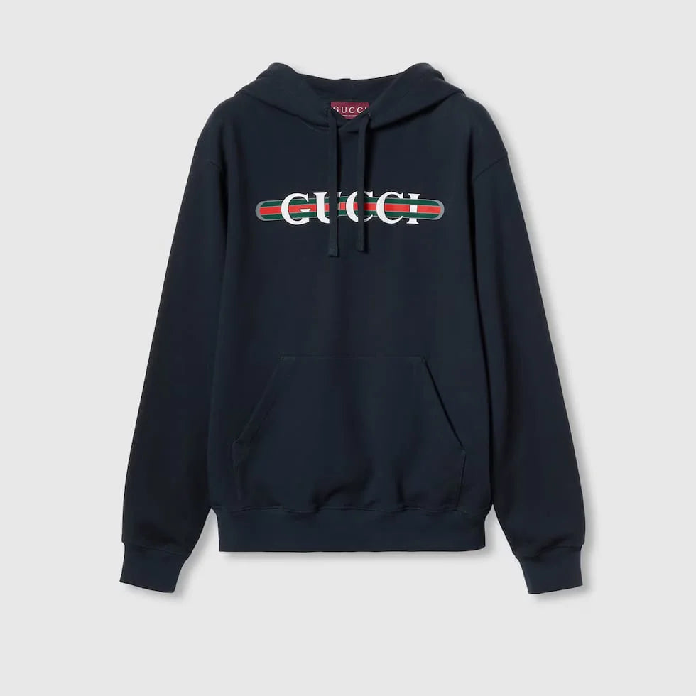 GUCCI || Light-Printed Cotton Jersey Hooded Sweatshirt