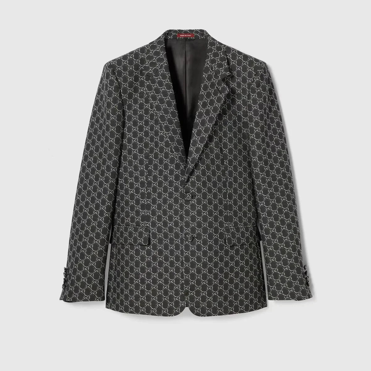 GUCCI || Wool Blazer Jacket With GG Shadow In Grey And Black