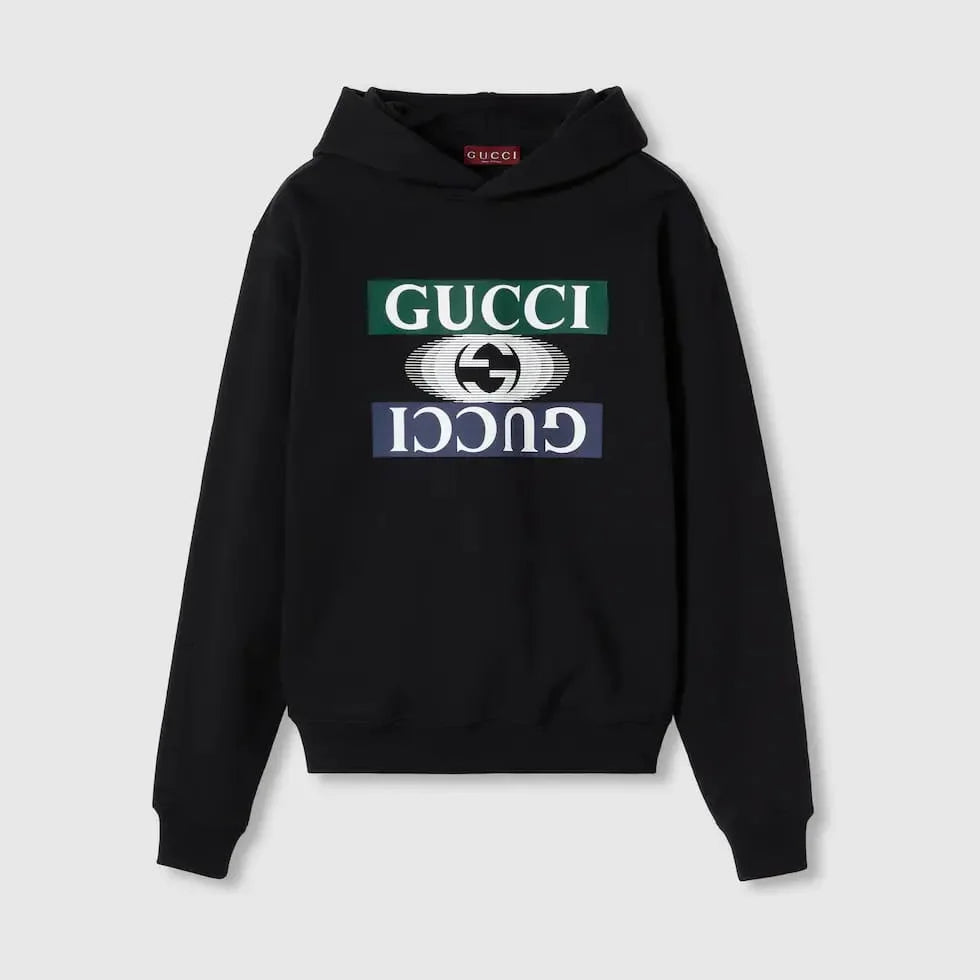 GUCCI || Cotton Jersey Hooded Sweatshirt Hoodie In Black